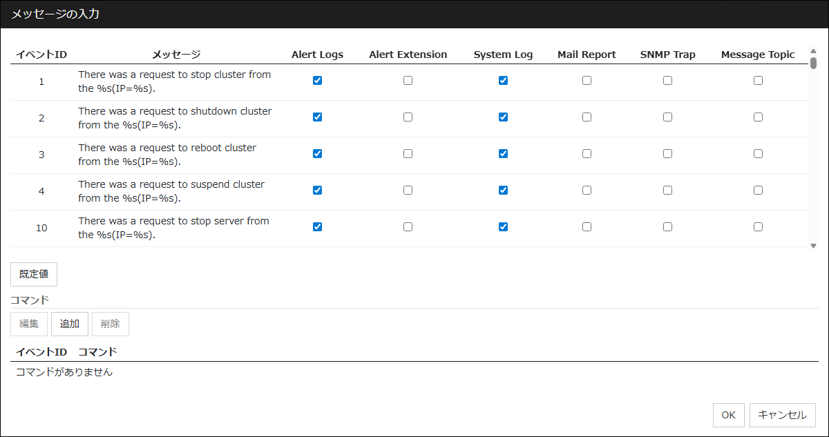 「メッセージの入力」ダイアログ