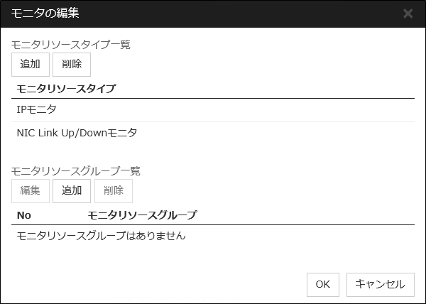 「モニタの編集」ダイアログボックス