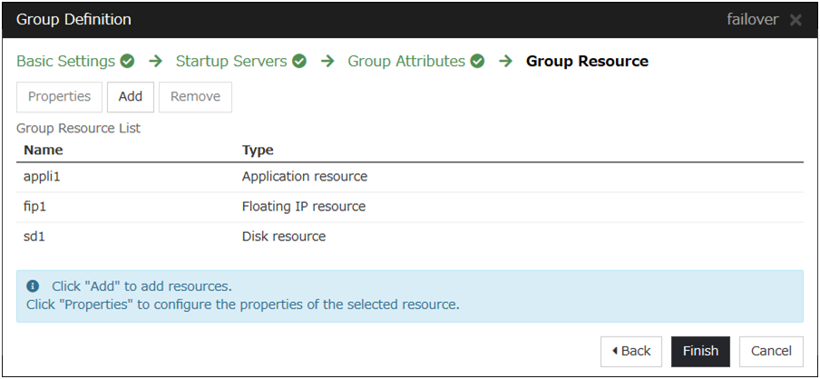 **Group Resource** configuration window of **Group Definition**