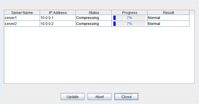 The dialog box of the log collection progress