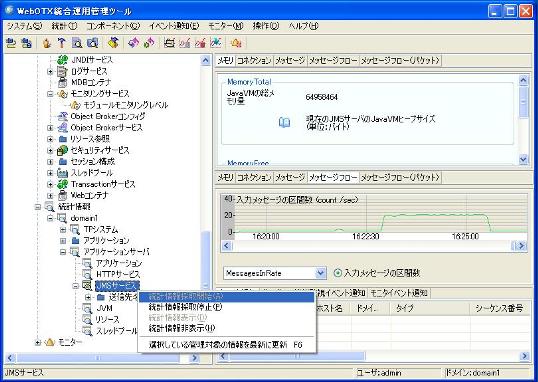 JMSサービスの統計情報採取開始